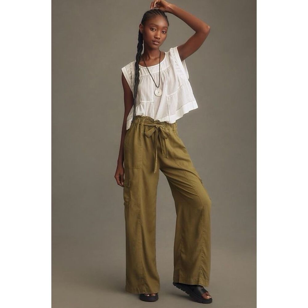 Anthropologie Cloth & Stone High-Waist Wide-Leg Cargo Pants